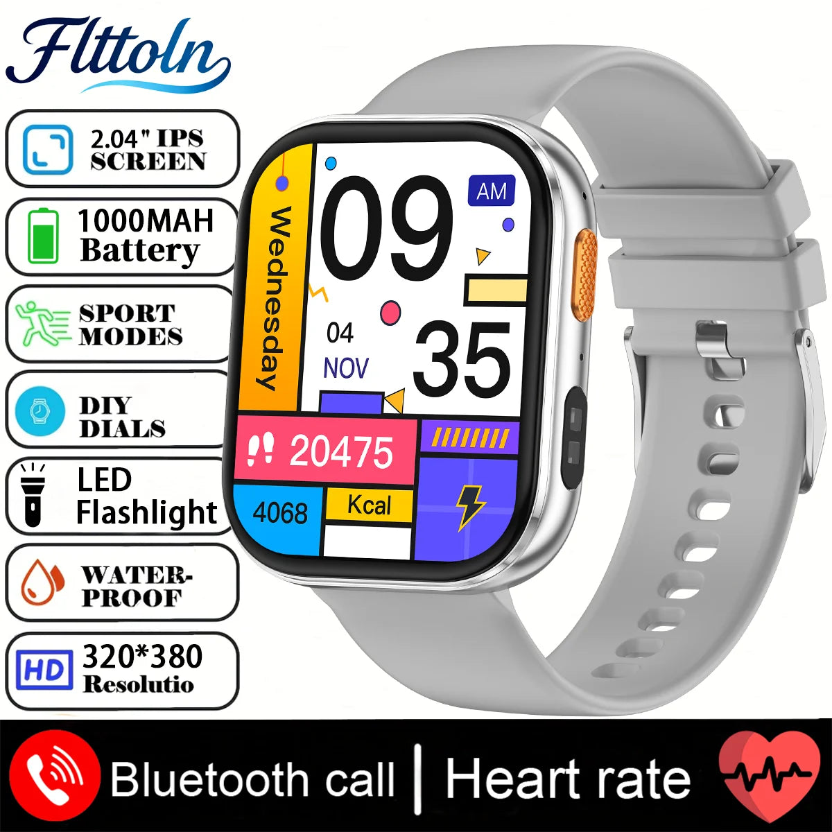 New 1000mAh Battery Smart Watch Women Heart Rate Sleep Monitoring Bluetooth Call IP68 Waterproof Smartwatch Men For Android IOS