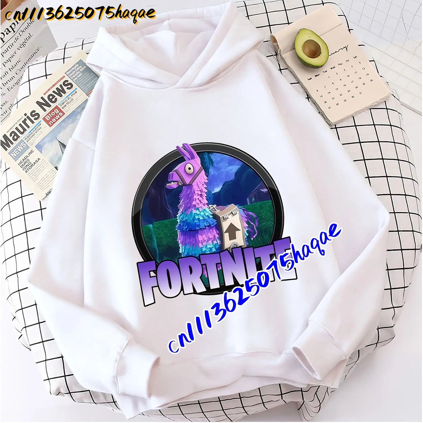 FORTNITED Kinder-Langarm-Hoodie für Mädchen und Jungen, Streetwear, Pullover-Sweatshirt für Babys, Anime-Mode, Kinderoberteil, Geschenk