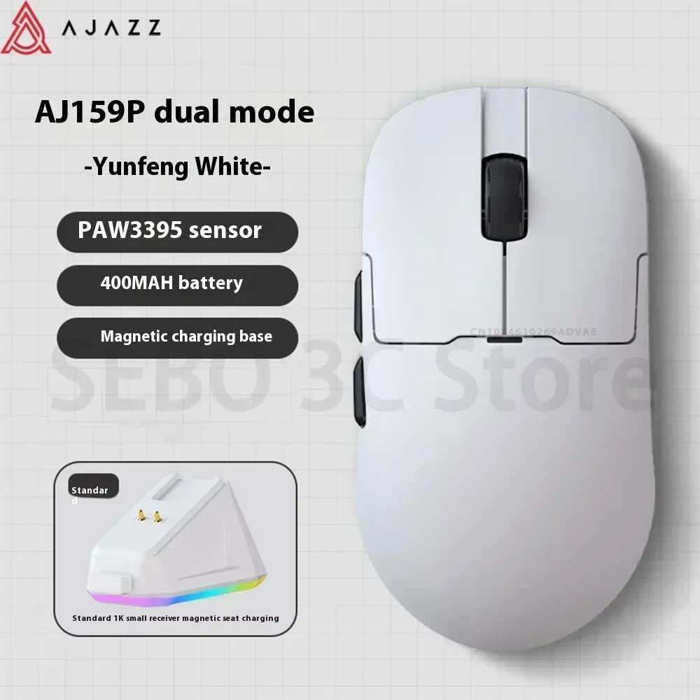 AJAZZ AJ159 APEX Mouse Tri Mode Wireless 8K PAW3950 Sensor Low Latency Gaming Mouse Charge Base Customize Lightweight PC Gamer