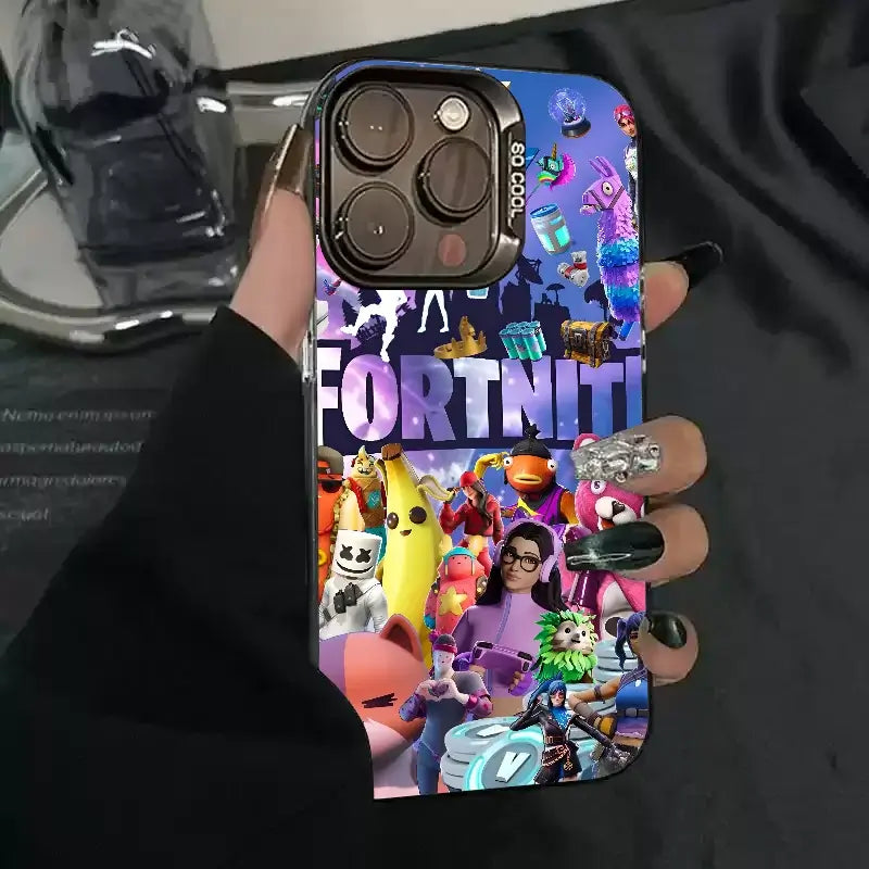 1 ks herní pouzdro F-fornite na telefon, pouzdro na telefon IMD, stříbrný kryt pro iPhone 16 15 14 13 12 11 Pro Max Plus