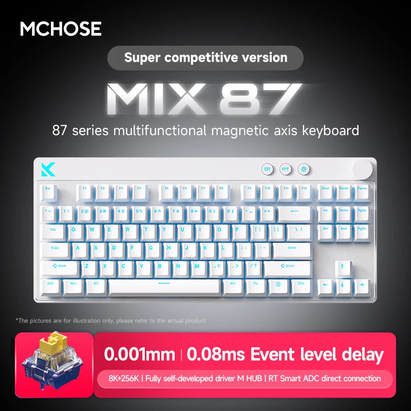 Mchose Mix87 Magnetic Switch Keyboard Wired Gaming Keyboard 8K+256K Esport 0.08ms Low Latency E-Sports Custom Gamer Accessories