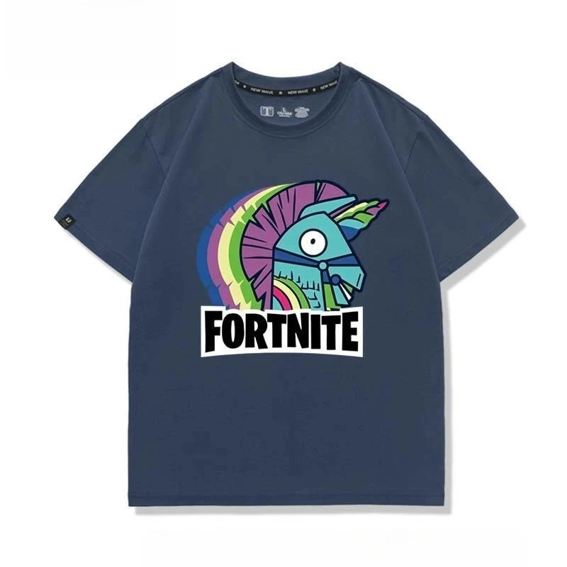 Nowa kreatywna koszulka Fortnite z krótkim rękawem, efektownym nadrukiem cartoon, oddychająca i pochłaniająca pot, dla kobiet i mężczyzn