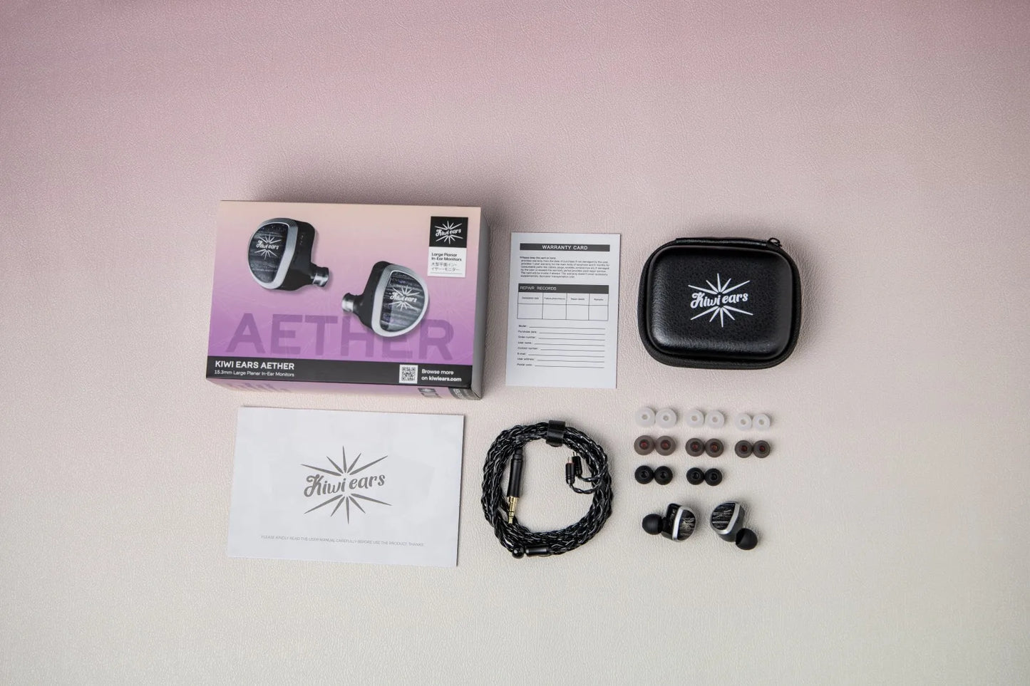 Kiwi Ears Aether 15.3mm Large Planar Driver IEM HiFi Earphones with Detachable Cable System for Gaming and Music Enthusiasts