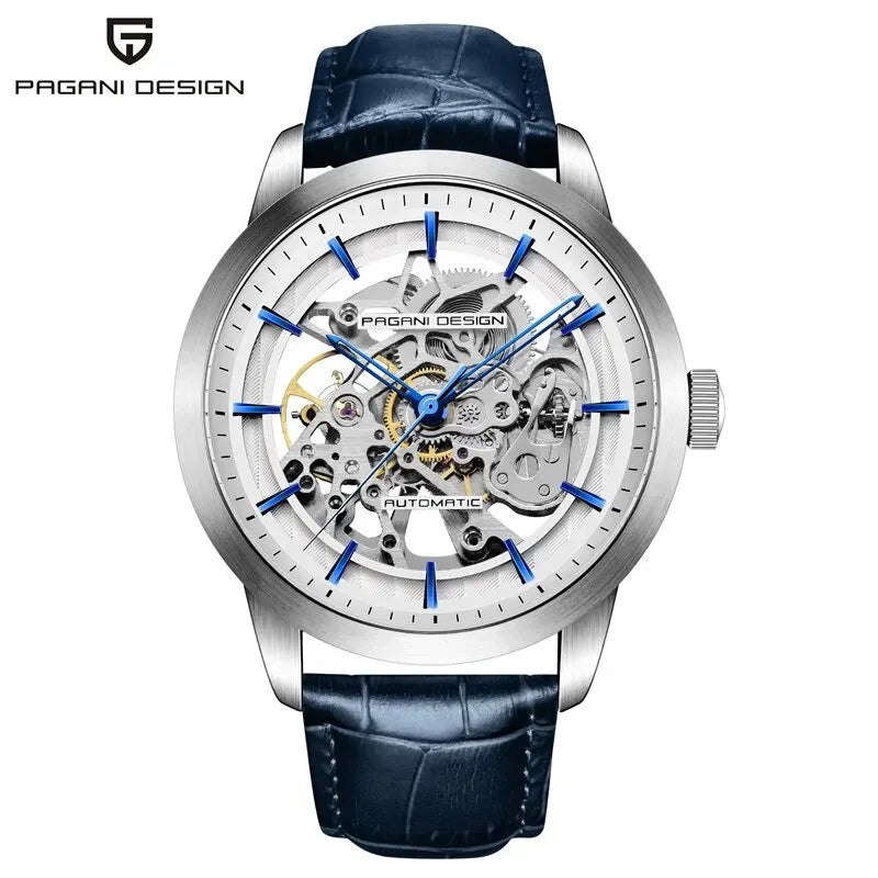 PAGANI DESIGN Business Man Watch Luxury Skeleton Hollow Leather Men's Wristwatch New Mechanical Male Clock