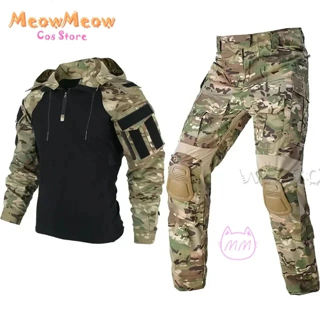 Call of Duty Ghost Cosplay Tactical Suit Combat Camo Uniform Black Blue Military Training Game Style Coat Halloween Party Outfit