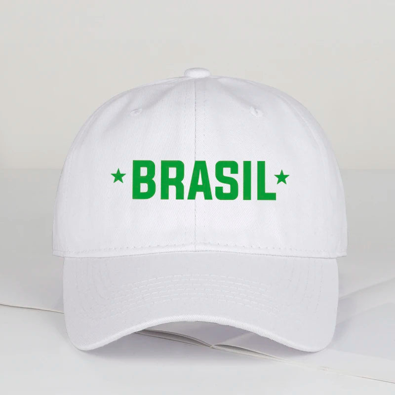 Brazil Fans “BRASIL” Printed Soft-Peak Baseball Cap – Unisex Adjustable Sun Hat for Soccer Enthusiasts – Father's Day Gift