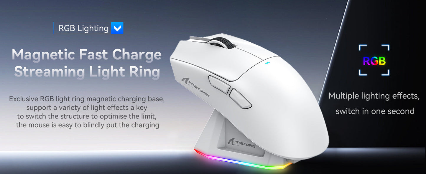 ATTACK SHARK X11 Wireless Gaming Mouse with Charging Dock, PixArt PAW3311 Gaming Sensor, BT/2.4G Wireless/Wired