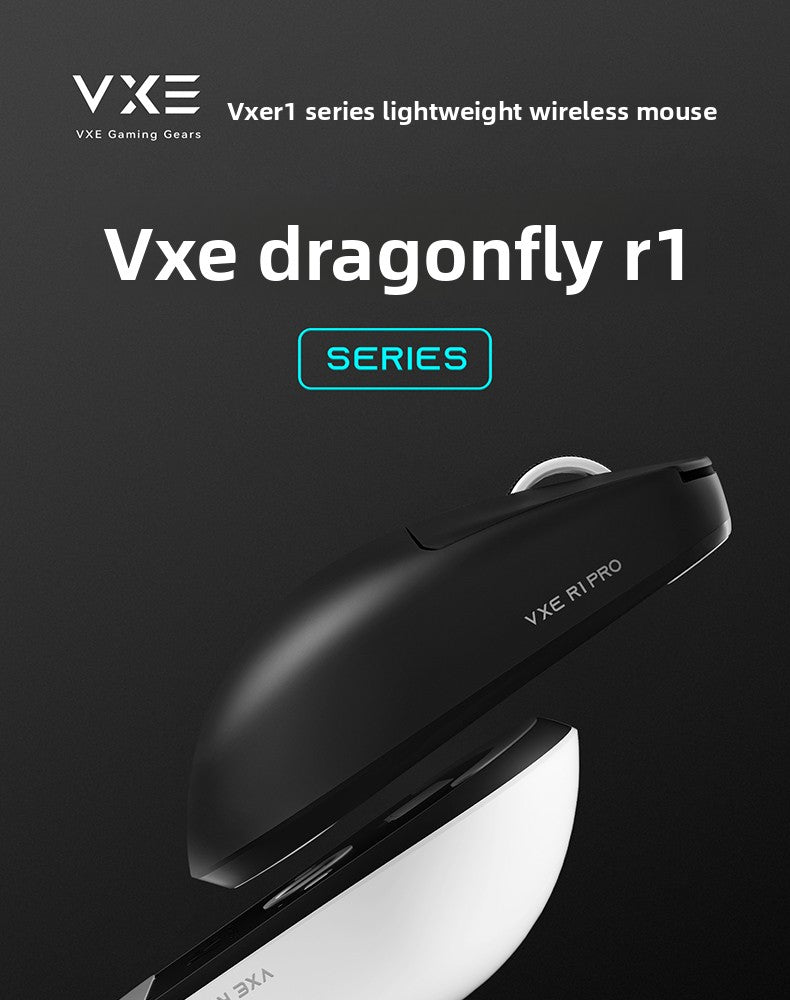 Mouse wireless ergonomico leggero VXE Dragonfly R1 con sensore PAW3395, mouse da gaming tri-mode a bassa latenza per PC, giocatori, ufficio e regalo