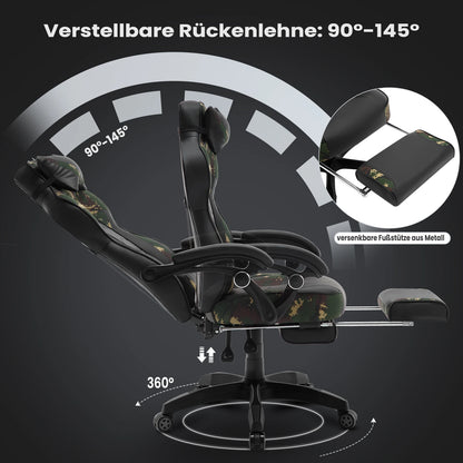 WOLTU Swivel  Gaming Racing Chair Desk Office Computer Chair Sports Seat with Headrest Lumbar Cushion Footrest Gamer Chair