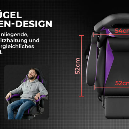 Gaming Stuhl Ergonomisch Gaming Chair mit Lendenkissen und Kopfstütze, Gamer Stuhl Höhenverstellbar, Pc Stuhl für Erwachsene Mäd