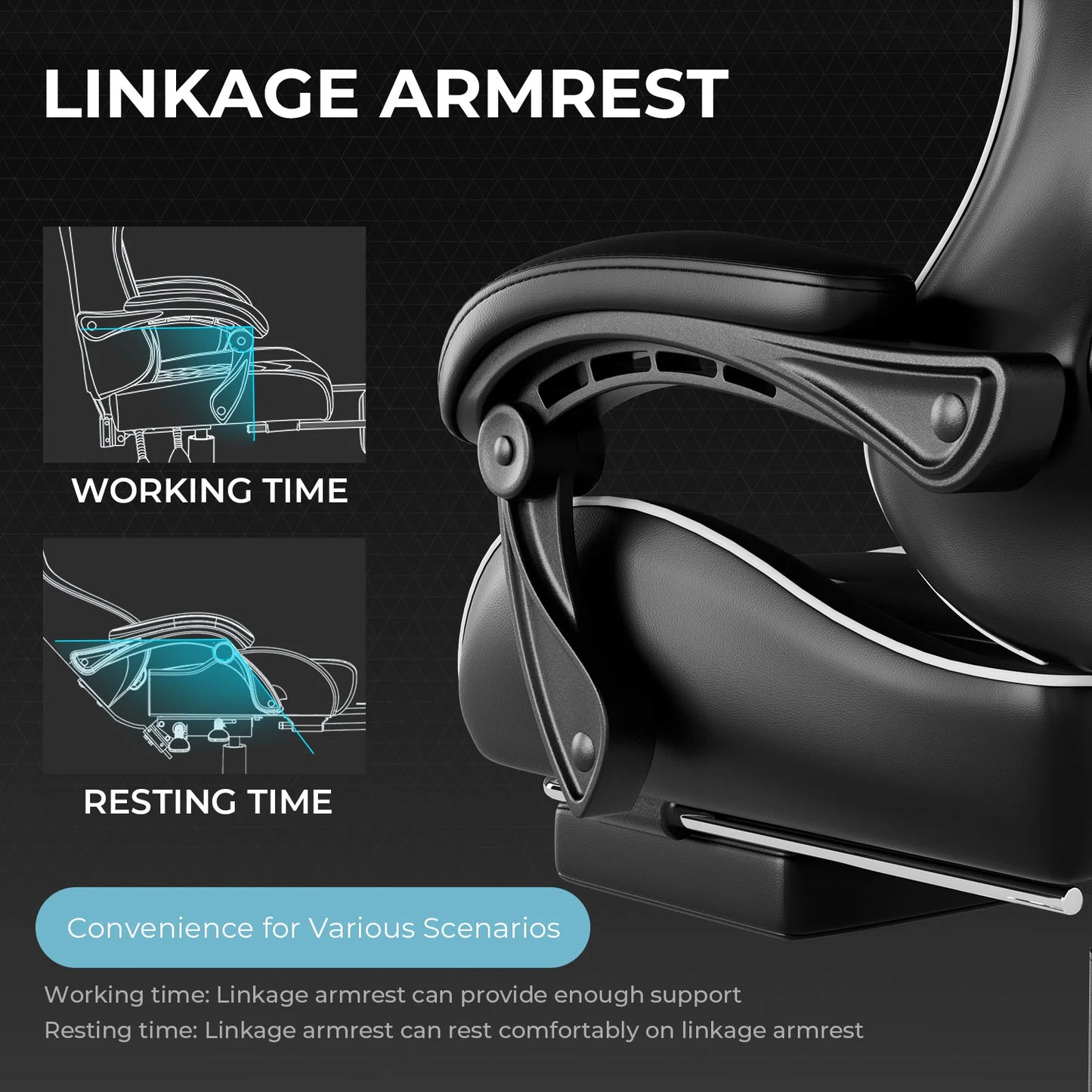 GTPLAYER Gaming Chair with Massage Lumbar Pillow, Ergonomic Gaming Chair with Footrest, Reclining Office Chair, 150kg Heavy Duty Swivel Chair
