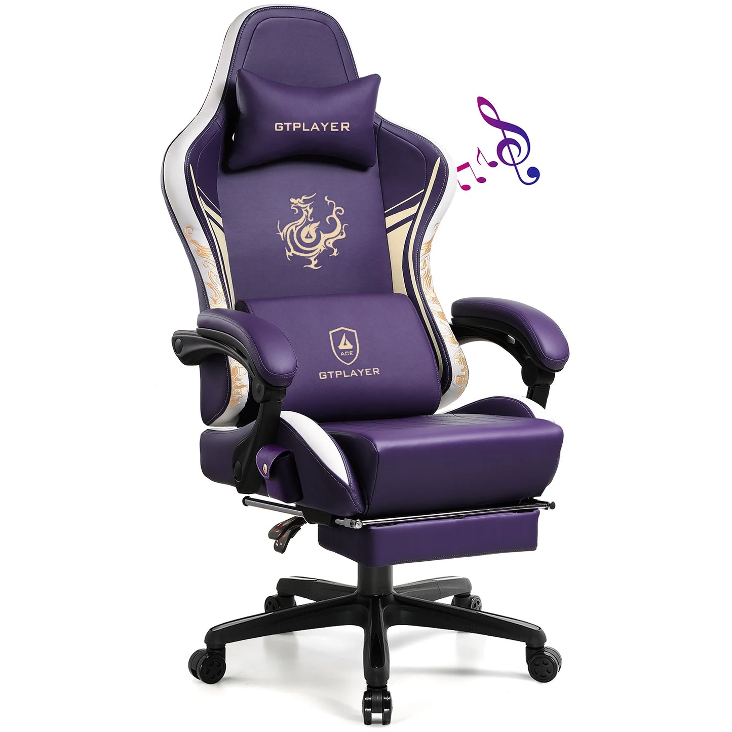 GTPLAYER Gaming chair Gamer chair with Bluetooth Speakers and Footrest Dragon Series Office Chair Ergonomic Gaming chair