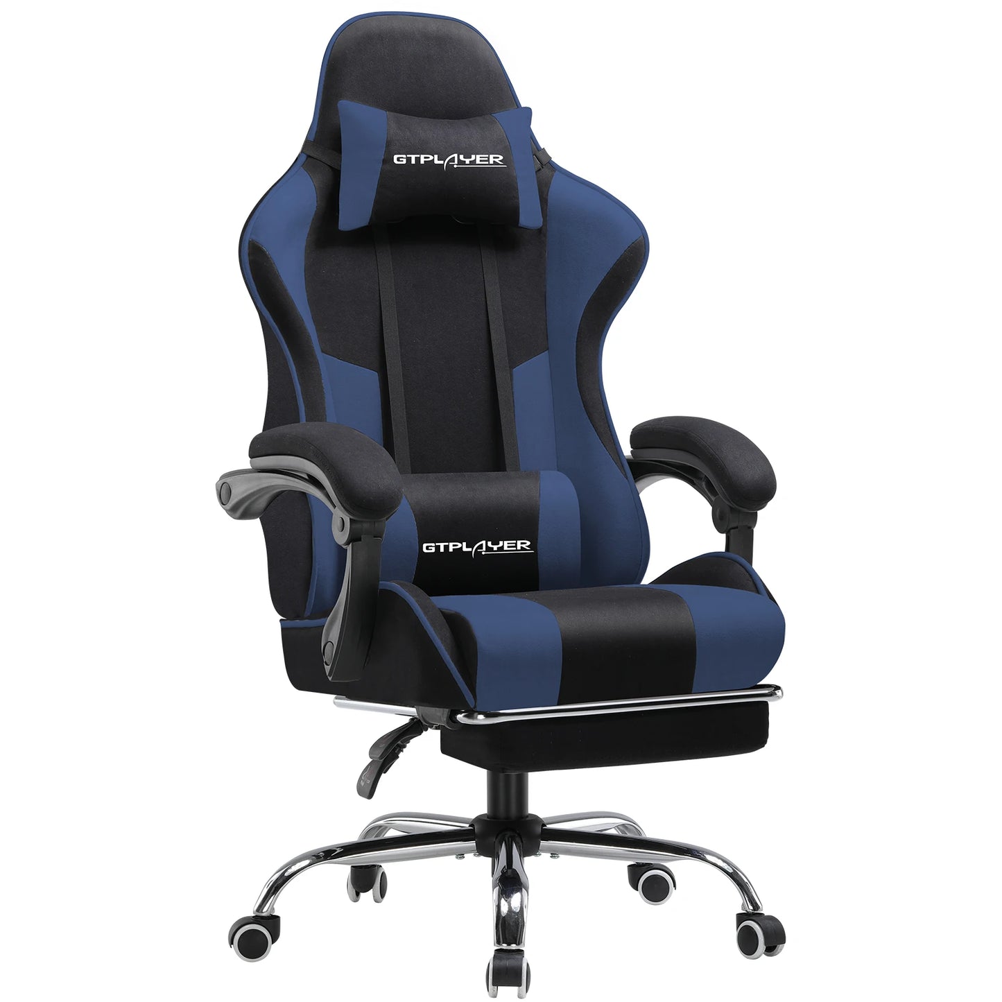 GTPLAYER Gaming Chair with Massage Lumbar Pillow, Ergonomic Gaming Chair with Footrest, Reclining Office Chair, 150kg Heavy Duty Swivel Chair