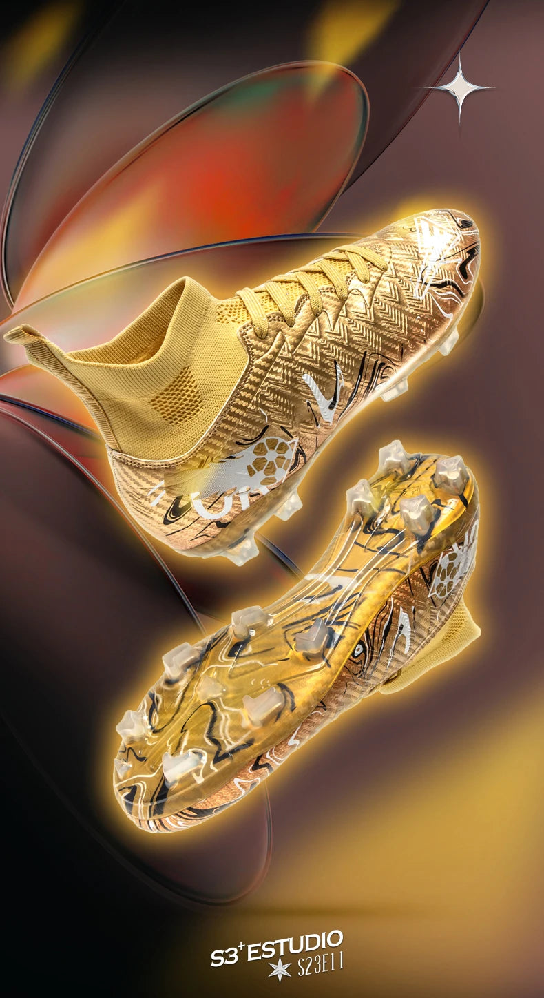 ro Performance HighCut Soccer Boots FG TF Studs Breathable Lightweight Cleats for Outdoor Grass and Turf Training Matches