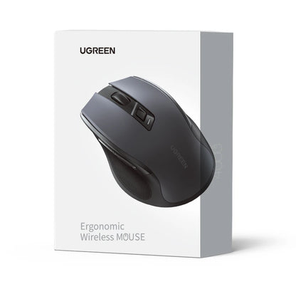 Mysz bezprzewodowa UGREEN Bluetooth 5.0, ergonomiczna, 4000DPI, 6 cichych przycisków, do MacBooka, tabletu, laptopów, komputera PC, 2.4G