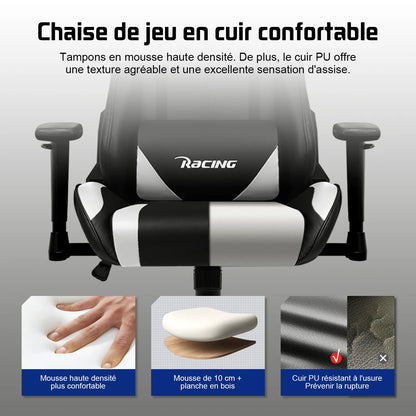 Hiazurm Office chair, Gaming chair for adults with adjustable backrest and armrests, Gaming chair with 3D wing contour design, Ergonomic office chair with S-shaped back support, Gaming chair with one-piece steel frame