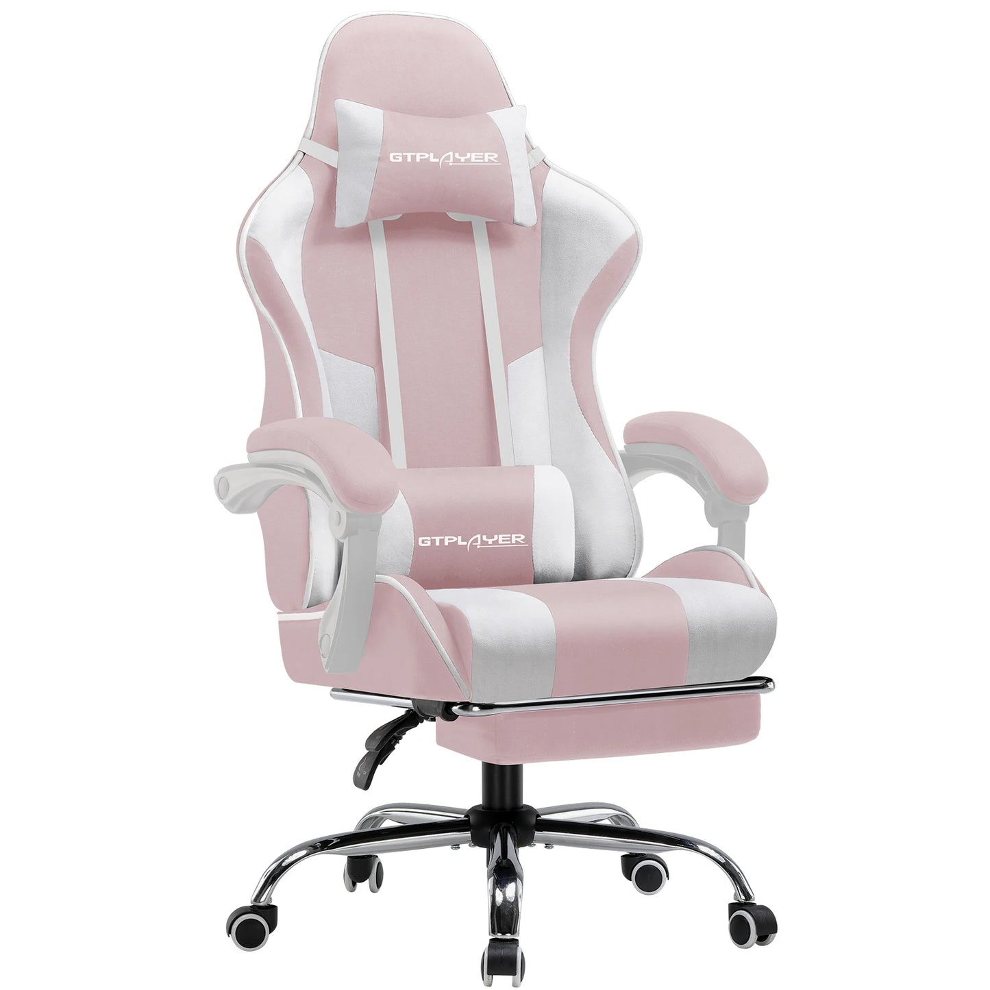 GTPLAYER Gaming Chair with Massage Lumbar Pillow, Ergonomic Gaming Chair with Footrest, Reclining Office Chair, 150kg Heavy Duty Swivel Chair