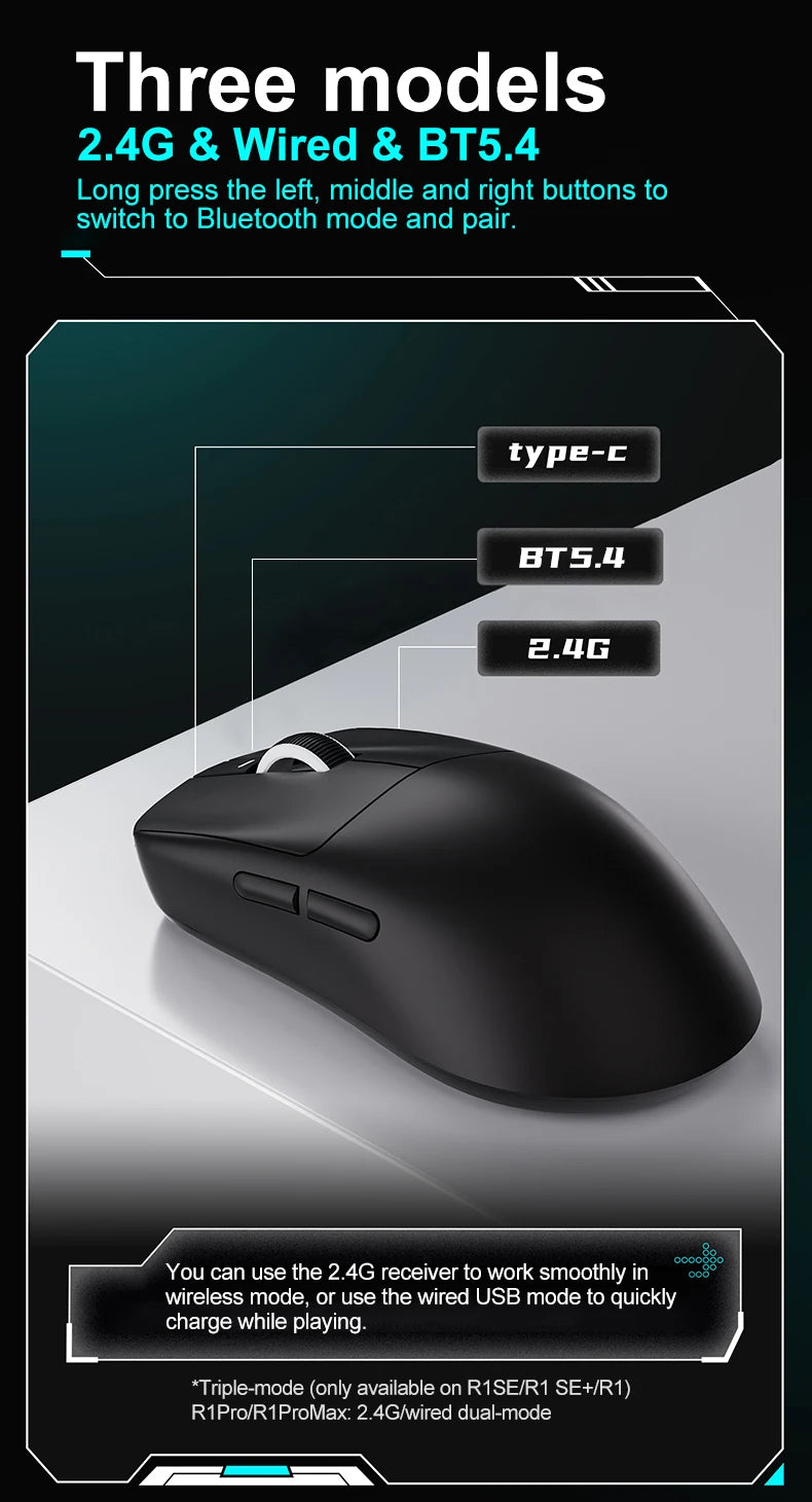 Bezdrátová herní myš ATK VXE Dragonfly R1 Pro MAX PAW3395 R1 SE Plus, přizpůsobitelná esports FPS myš, dobíjecí a lehká