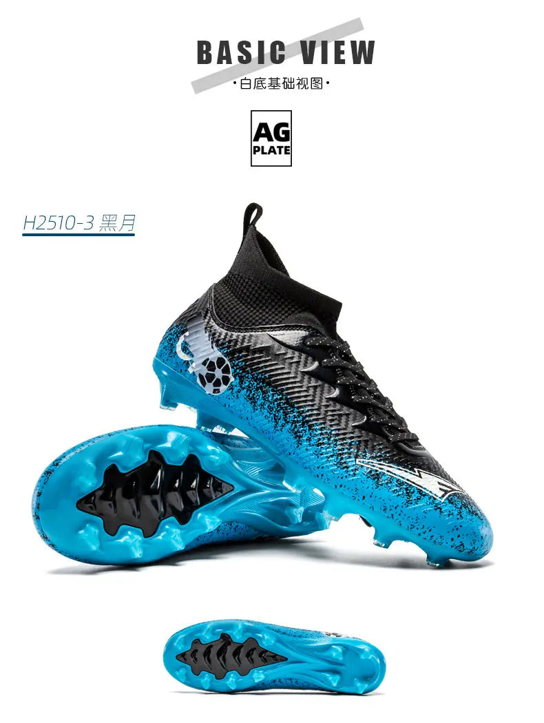 Pro Performance HighCut Soccer Boots FG Long Studs Breathable Lightweight Cleats for Outdoor Grass Matches and Daily Training