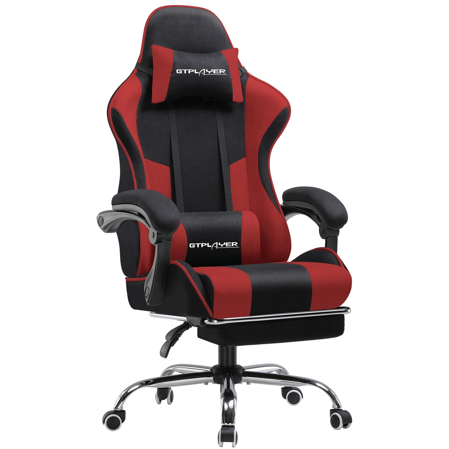 GTPLAYER Gaming Chair with Massage Lumbar Pillow, Ergonomic Gaming Chair with Footrest, Reclining Office Chair, 150kg Heavy Duty Swivel Chair