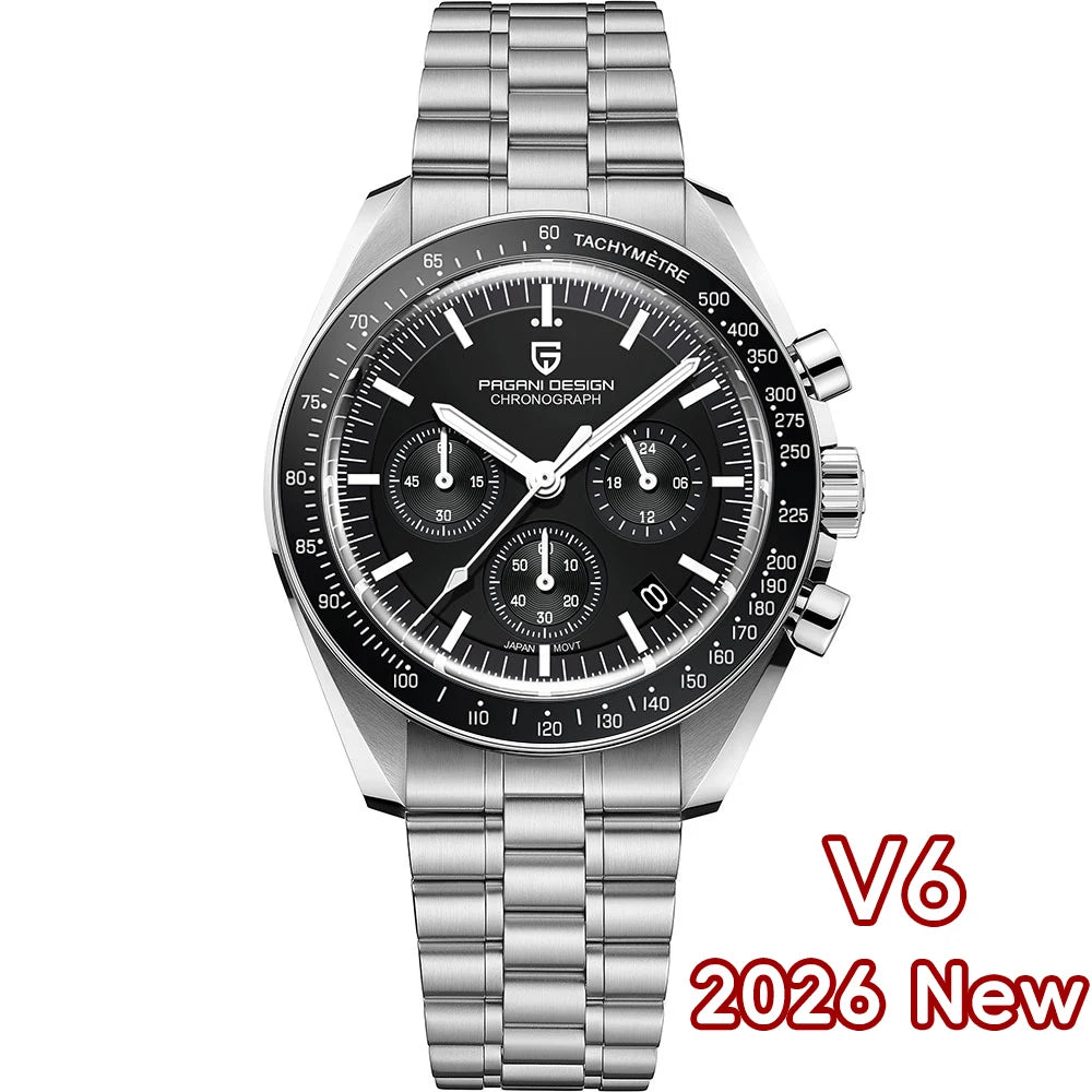 PAGANI DESIGN Planetary Series Saturn Light Tan  Quartz Watch Men Speed Chronograph AR Sapphire crystal Wristwatch Men 2026 New