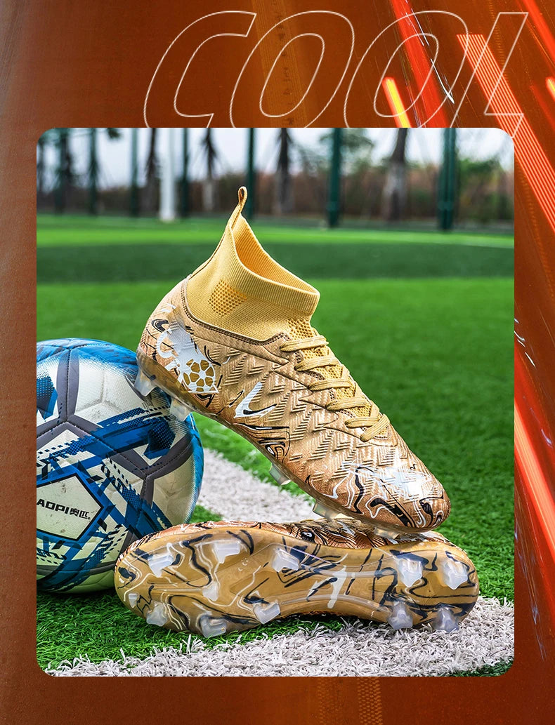ro Performance HighCut Soccer Boots FG TF Studs Breathable Lightweight Cleats for Outdoor Grass and Turf Training Matches
