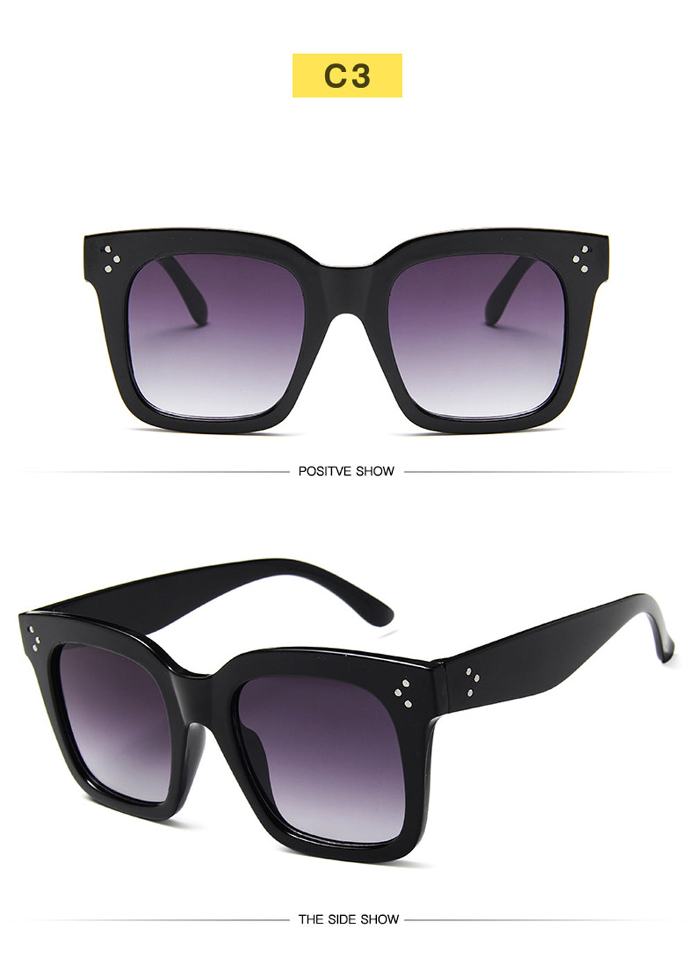 Női napszemüveg, lapos felső keret, Lunette Femme, női luxusmárkás napszemüveg, női szegecses napszemüveg, UV400