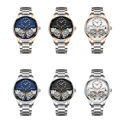 AILANG brandneue modische Double-Tourbillon-Uhr für Herren, Luxus-Edelstahl, wasserdicht, automatisch-mechanische Herrenuhr