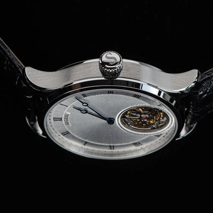 Sugess Tourbillon férfi karóra ST8230, eredeti Tianjin-i szerkezetű, mechanikus, vintage, csontvázszerkezetű karóra, elegáns krokodilbőr szíjjal