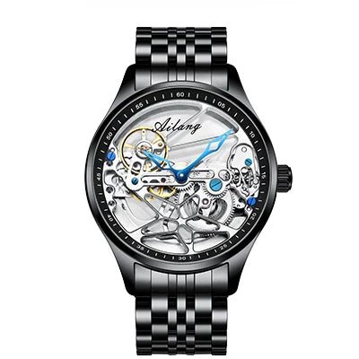 AILANG Skeleton Mechanical Mens Watches Top Brand Luxury Steampunk Transparent Hollow Automatic Watch Relogio Masculino 8625