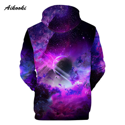 Klassischer, beliebter Kapuzenpullover mit 3D-Print „Purple Sky Space Galaxy“ für Herren und Damen, langärmliges Casual-Sweatshirt