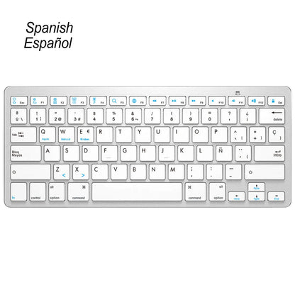 Portable Spanish Bluetooth Keyboard Light Slim Wireless Keyboard for Mac iPad iPhone iOS Android Windows Smart TV