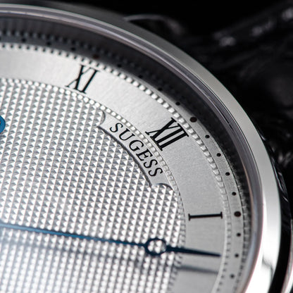 Sugess Tourbillon férfi karóra ST8230, eredeti Tianjin-i szerkezetű, mechanikus, vintage, csontvázszerkezetű karóra, elegáns krokodilbőr szíjjal