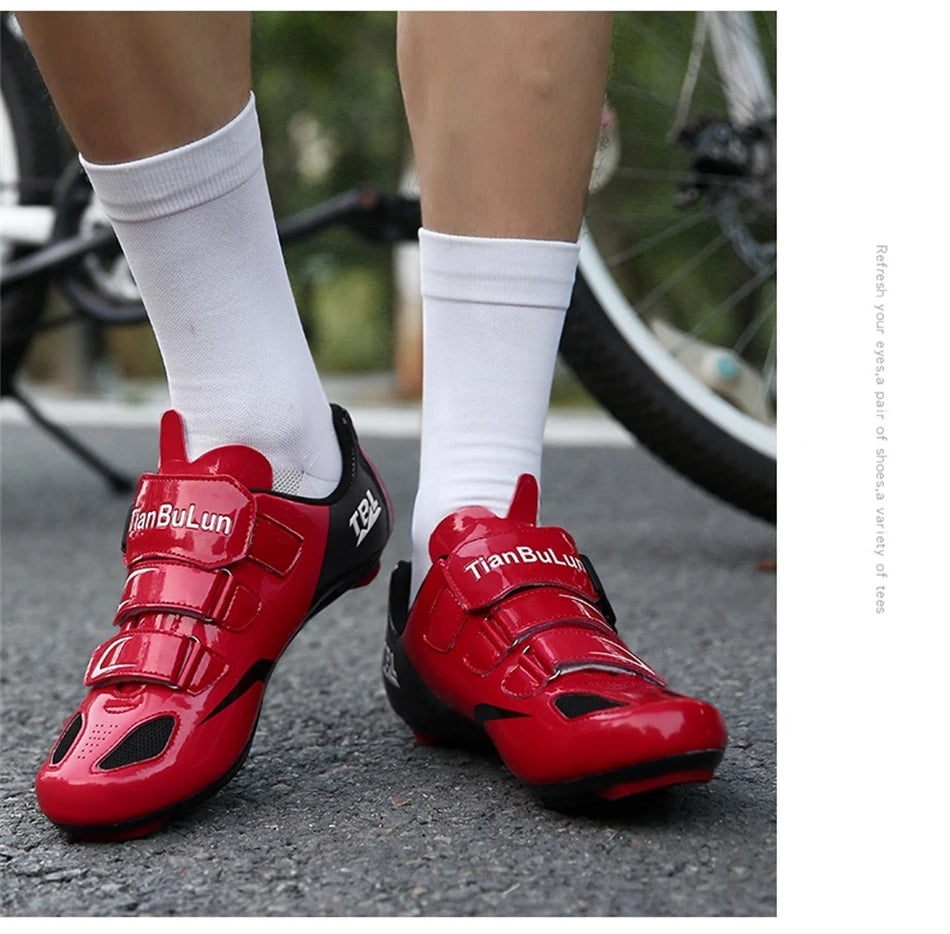 Professional Racing Road Bike Cycling Shoes for Men, Outdoor Non-Slip MTB Bicycle Sneakers, Breathable Self-Locking Sports Cleat Shoes