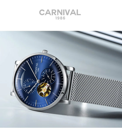 Mechanické pánské hodinky Carnival – luxusní automatické náramkové hodinky se safírovým sklem