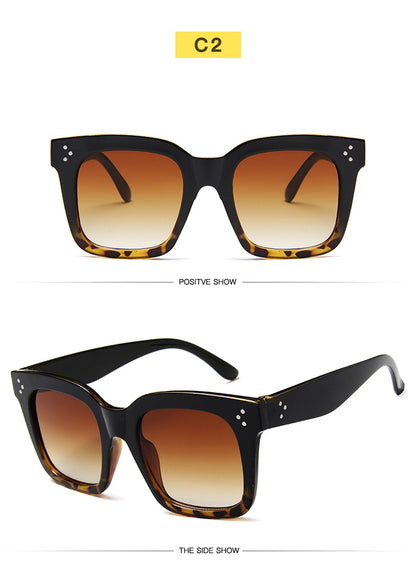Női napszemüveg, lapos felső keret, Lunette Femme, női luxusmárkás napszemüveg, női szegecses napszemüveg, UV400