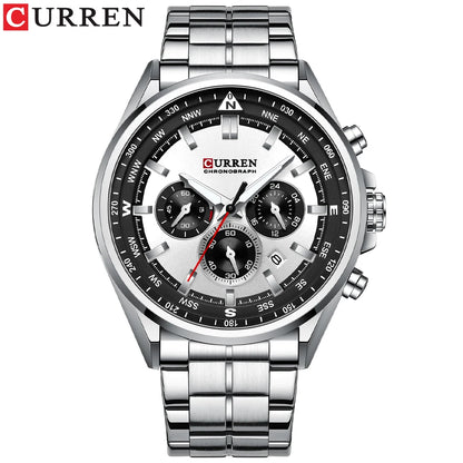 Relógio de homem CURREN – Relógio de tendência de uma grande marca, modelo de luxo, à prova de água, em aço, estilo desportivo, cronógrafo de quartzo