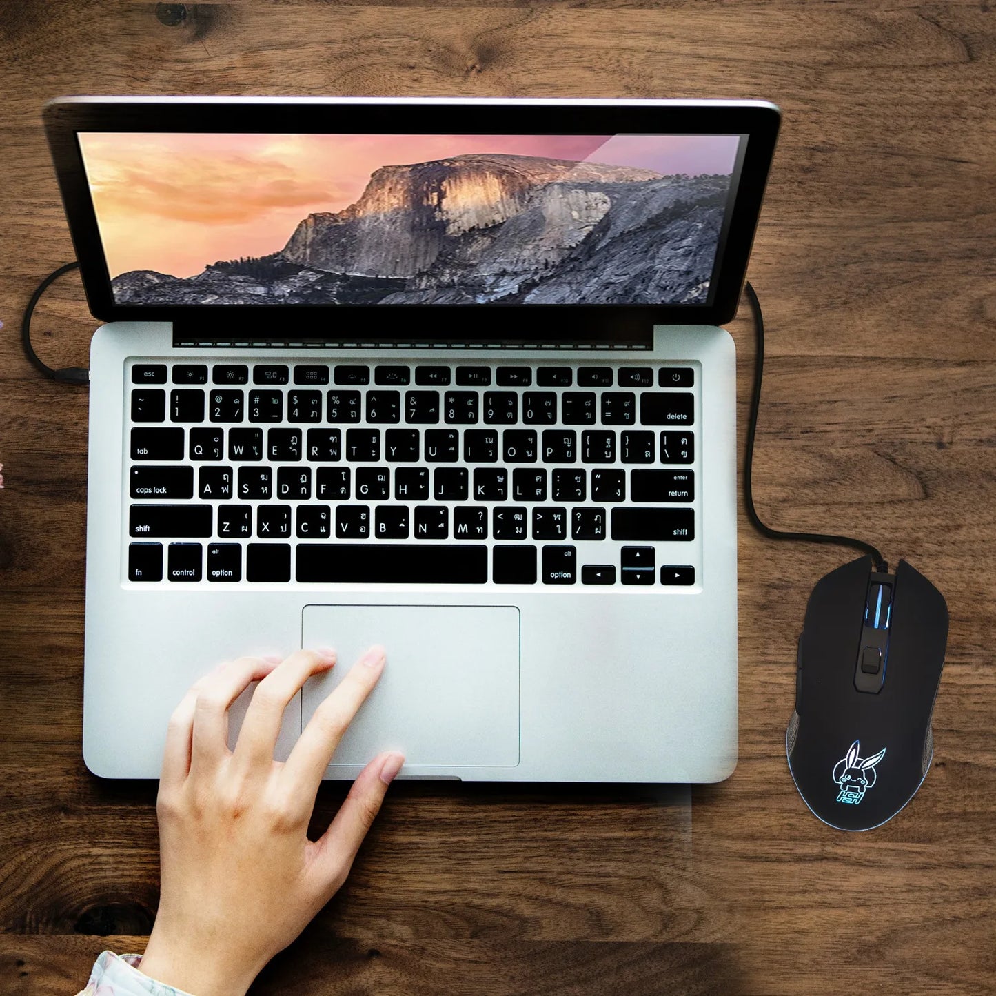 Kolorowa, podświetlana mysz USB-C z wyciszonym kliknięciem do notebooka Type-C – mysz gamingowa