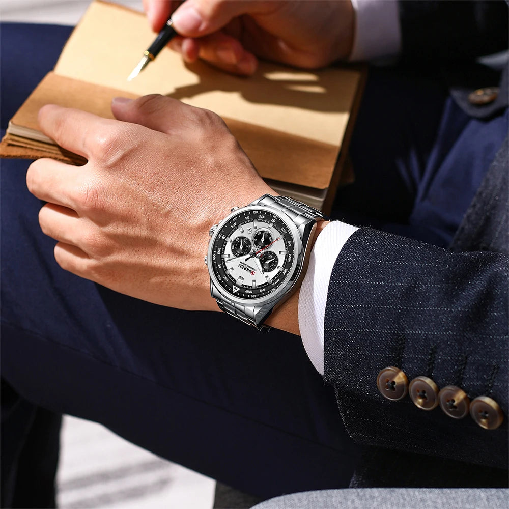 Relógio de homem CURREN – Relógio de tendência de uma grande marca, modelo de luxo, à prova de água, em aço, estilo desportivo, cronógrafo de quartzo