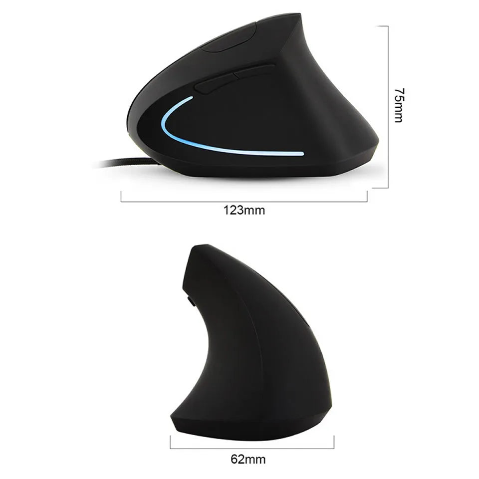 Wired Right Hand Vertical RGB Mouse Ergonomic Gaming Mouse 800 1200 1600 3200DPI USB Optical Wrist Healthy Mause for PC Computer