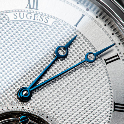 Sugess Tourbillon férfi karóra ST8230, eredeti Tianjin-i szerkezetű, mechanikus, vintage, csontvázszerkezetű karóra, elegáns krokodilbőr szíjjal