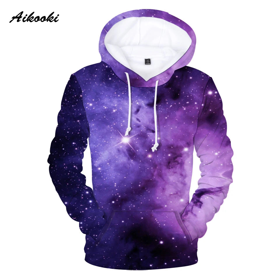 Klassischer, beliebter Kapuzenpullover mit 3D-Print „Purple Sky Space Galaxy“ für Herren und Damen, langärmliges Casual-Sweatshirt