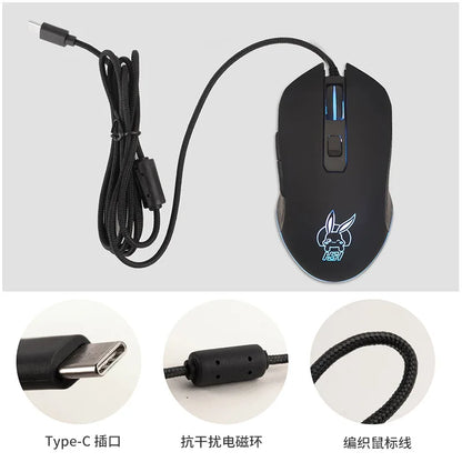 Kolorowa, podświetlana mysz USB-C z wyciszonym kliknięciem do notebooka Type-C – mysz gamingowa