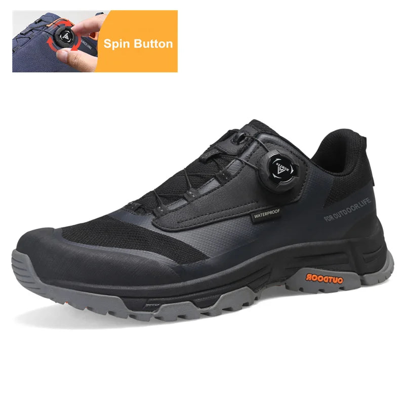 HUMTTO Scarpe da trekking impermeabili, stivaletti da montagna neri, sneakers da campeggio da uomo, scarpe tattiche sportive di sicurezza per arrampicata