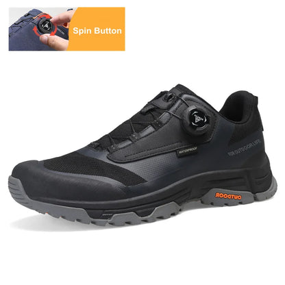 HUMTTO Scarpe da trekking impermeabili, stivaletti da montagna neri, sneakers da campeggio da uomo, scarpe tattiche sportive di sicurezza per arrampicata