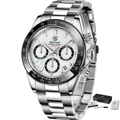 BENYAR Men’s Watches – Luxury chronograph, sporty design, water-resistant, stainless steel, quartz movement