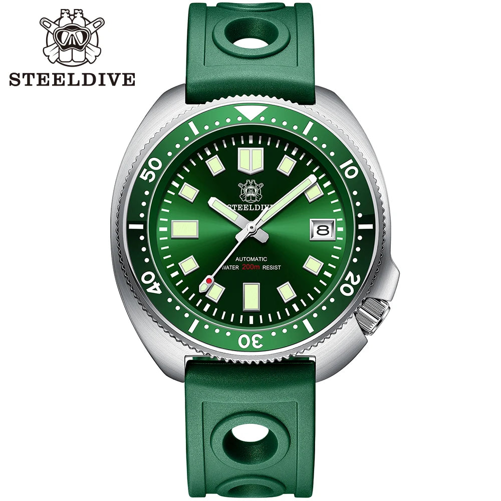 SD1970 STEELDIVE Brand 44MM Sapphire Glass with Transparent AR Coating Cermaic Bezel NH35 Movement Automatic Dive Watch Turtle