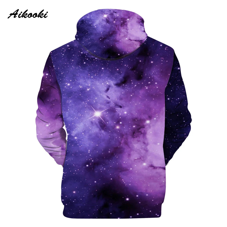 Klassischer, beliebter Kapuzenpullover mit 3D-Print „Purple Sky Space Galaxy“ für Herren und Damen, langärmliges Casual-Sweatshirt