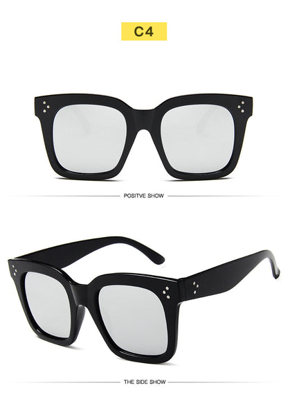 Női napszemüveg, lapos felső keret, Lunette Femme, női luxusmárkás napszemüveg, női szegecses napszemüveg, UV400