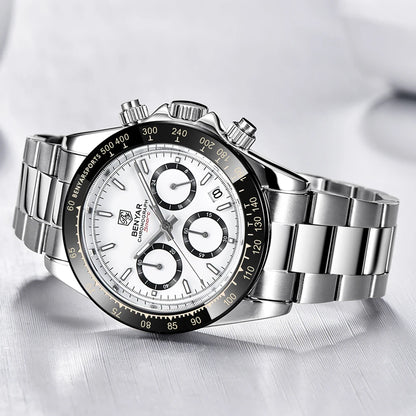 BENYAR Men’s Watches – Luxury chronograph, sporty design, water-resistant, stainless steel, quartz movement